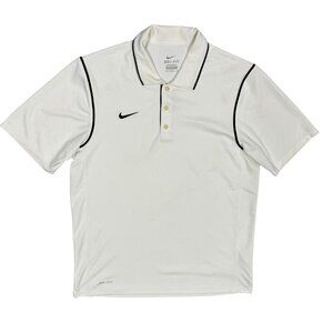 Nike Dri Fit Short Sleeve Polo Golf Shirt Stretch White Medium